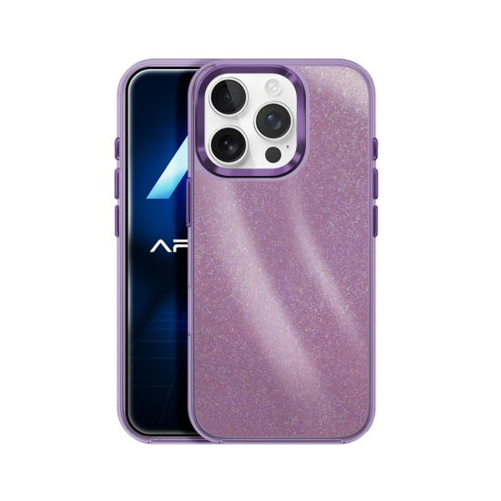 Capa Duro Designer com Glitter para Apple iPhone 17 Roxo